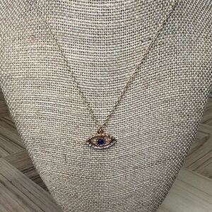 Gold Nazar Evil Eye Necklace - Royal Blue